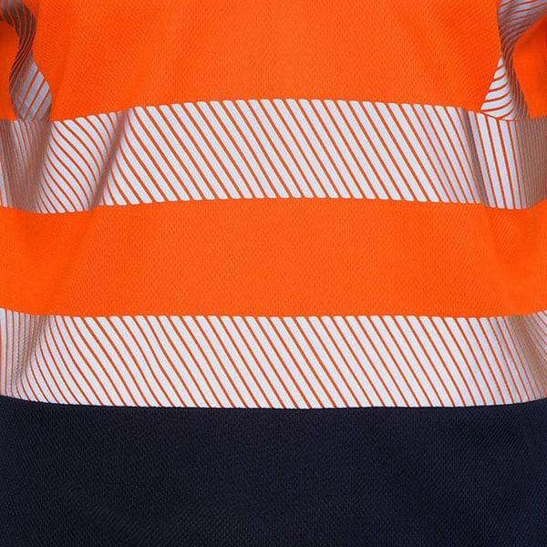 Hi Vis Short Sleeve Two Tone Polo Shirt Chevron Design Segmented Reflected Tape